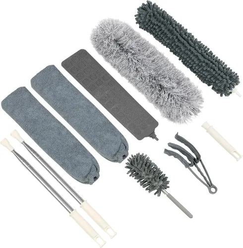 Miniatura 7 de ZZ LAZYCOTTAGE Plumero de microfibra con 2 juegos de asas, varilla telescópica duradera de 15 a 98.1 pulgadas de largo, lavable, plumeros para Azul