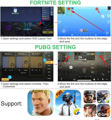 Miniatura 7 de Controlador de juegos PUBG para teléfono móvil L1R1 Disparar y apuntar Disparar Joystick Ergonómico Gamepad para PUBG Mobile/Knives Out, controlador