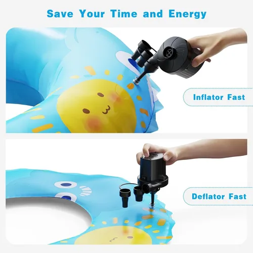 Miniatura 6 de Electric Air Pump for Inflatables,Portable Quick-Fill Air Pump with 3 Nozzles,110-120V, Inflator & Deflator Pumps for Outdoor Camping, Air Mattress