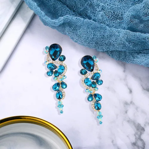 Miniatura 4 de BriLove - aretes largos para mujer, bohemios, para boda o novia, diseño de lágrima
