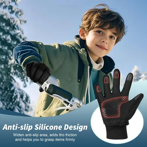 Miniatura 2 de Sukeen Guantes de invierno para niños, antideslizantes para pantalla táctil, guantes de ciclismo para niños y niñas, guantes ligeros para correr
