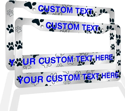 Miniatura 9 de Marcos de Matrícula con Cualquier Texto - Marco de Placa con Tu Mensaje Personalizado, Marco de Matrícula Personalizado con Nombre, Monograma, Logo