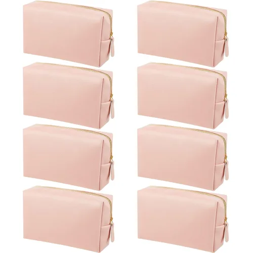 Miniatura 8 de Dunzy - Estuche de maquillaje de 8 piezas, de piel sintética, impermeable, pequeño, bolsa de aseo, organizador de cosméticos portátil, resistente al