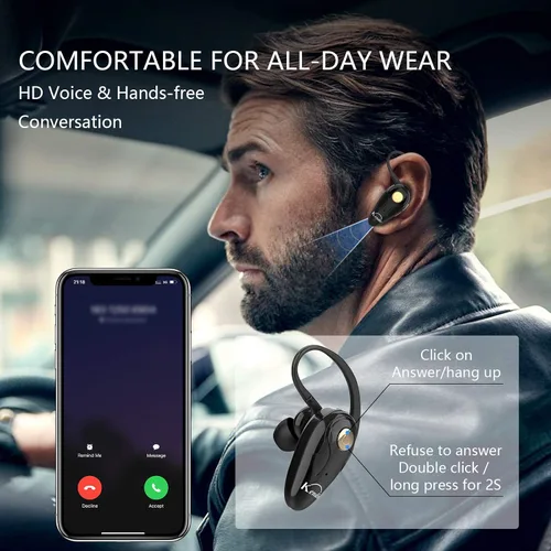 Miniatura 2 de Kendir Auricular Bluetooth, V5.0 Ultraligero Inalámbrico Auricular Teléfono Celular con Micrófono Auricular Control de Volumen, Auriculares Manos