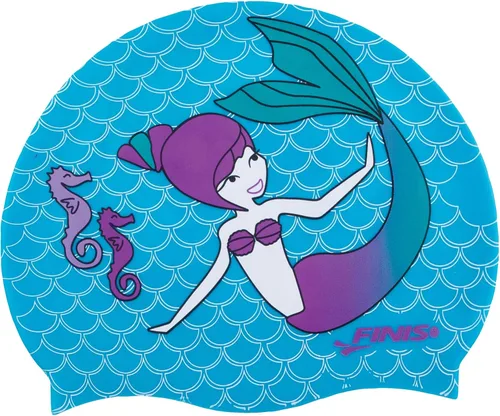 FINIS Gorra de silicona de sirena, divertido gorro de natación para niños con un ajuste universal, gorra de natación 100% de silicona con borde