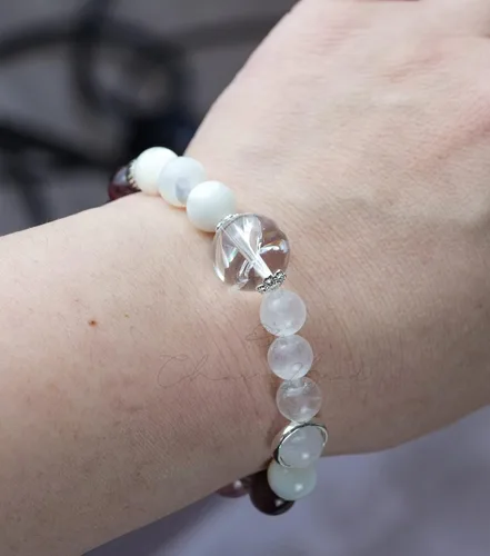 Miniatura 213 de Precious Gemstone Natural Crystal Healing Bracelet, Rutilated Quartz, Moonstone, Quartz Handmade Original Design Bracelet