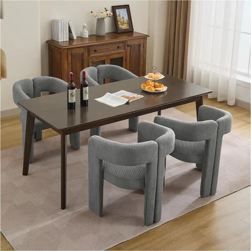 Miniatura 11 de adochr Modernas sillas de comedor de barril, silla de comedor tapizada de lino con patas de madera, sillas decorativas con brazos, cómodos sillones