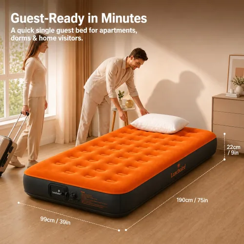 Miniatura 3 de Luxchoice Colchón de aire tamaño individual con bomba recargable incorporada de 9 pulgadas, colchón inflable de campamento, portátil, cama de aire