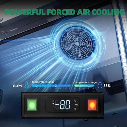 Miniatura 5 de Coolski Congelador comercial con puerta de vidrio individual, 21.8 pies cúbicos congelador vertical para helados y alimentos congelados, estantes