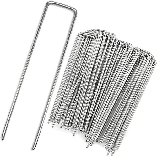 Estacas de jardín - 8 pulgadas en forma de U, paquete de 50 | Galvanizado y resistente al óxido para un uso duradero en exteriores. Perfecto para