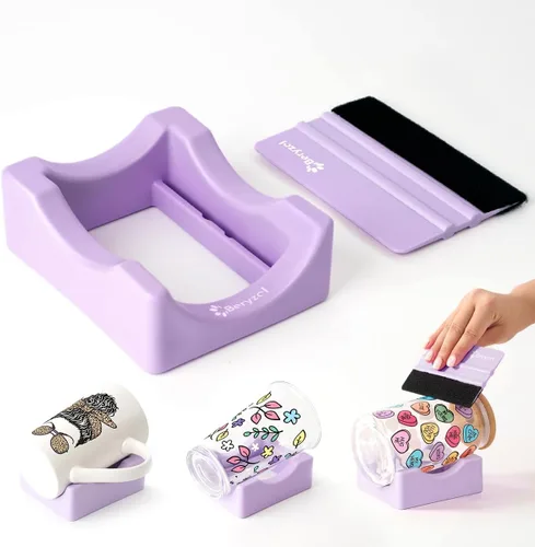 Miniatura 8 de Cuna de silicona para tazas, cuna para vasos con espátula de fieltro, uso para aplicar calcomanías UV DTF / calcomanías de vinilo para vasos, Copa