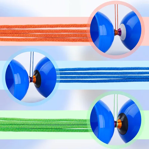 Miniatura 5 de MAGICYOYO Paquete de 12 cuerdas Diabolo, cuerda de Diábolo Pro de 60 pulgadas para yoyos chinos, azul, verde, naranja
