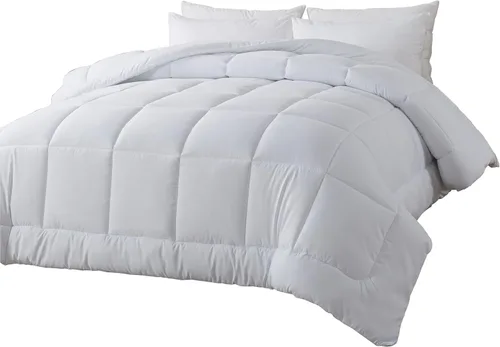 Miniatura 9 de BedTreat - Edredón tamaño queen con inserto de plumón alternativo, acolchado para todas las estaciones, con pestañas en las esquinas, edredón de Azul