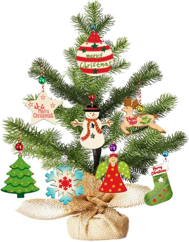 Miniatura 3 de 100 piezas de rebanadas de madera, adornos de madera de Navidad sin terminar, adornos colgantes, manualidades para arte, manualidades, decoración