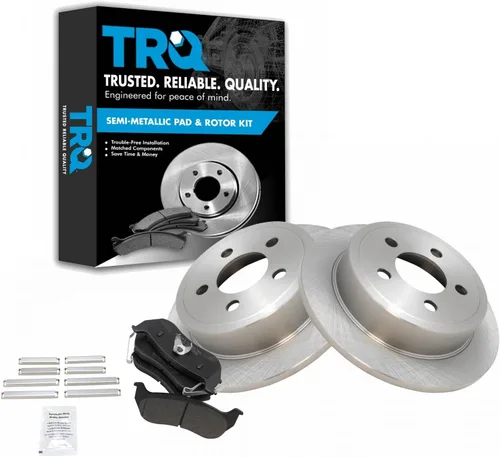 Miniatura 105 de TRQ Juego de pastillas de freno semimetálicas traseras y rotores compatibles con Chevrolet Trailblazer 02-06 Trailblazer EXT 04-06 SSR 02-07 GMC