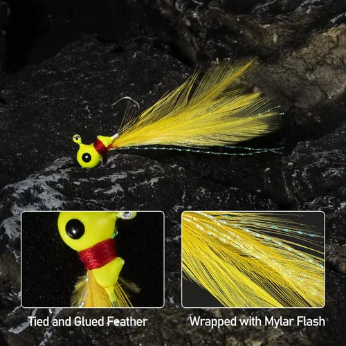 Miniatura 5 de Dr.Fish Paquete de 10 anzuelos de marabú para pesca de agua dulce, anzuelos de pesca para lubina, trucha, lucioperca, bola redonda, señuelo Bluegill