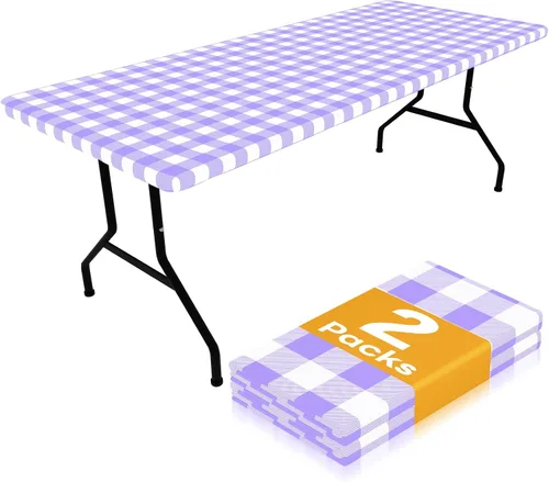 Miniatura 30 de Smiry Mantel de Mesa de Picnic Paquete de 2, Manteles Ajustables Elásticos Impermeables para Mesas Rectangulares de 18 x 72 pulgadas, Mantel