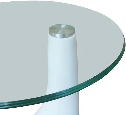 Miniatura 5 de Mesa de centro de 3 niveles, color blanco brillante, mesa central, mesa auxiliar, mesa para sala de estar, muebles de sala para el hogar, sala