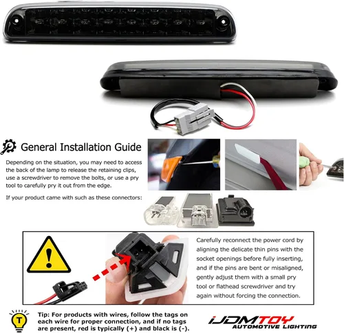 Miniatura 6 de iJDMTOY Lente ahumada Full LED de montaje alto, tercera luz de freno/freno compatible con Ford F-250 F-350 Super Duty 1999-2016 y Mazda Serie B