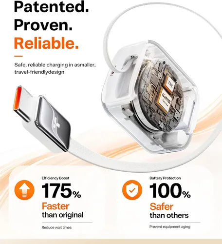 Miniatura 3 de Torras FlexLine Cargador retráctil, 35 W GaN III USB-C bloque de cargador con puertos duales, cargador de teléfono de carga rápida para iPhone
