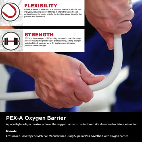 Miniatura 7 de Pex-A Tubing 1/2 pulgada x 100 pies, tubo de agua flexible de barrera de oxígeno para calefacción de suelo radiante hidrónico, bobina PEX