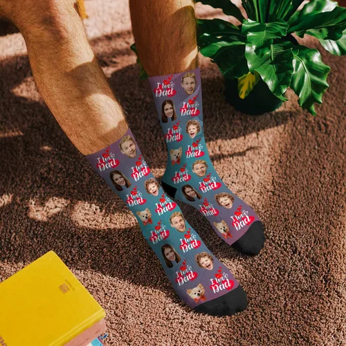 Miniatura 5 de Artsadd Calcetines personalizados divertidos calcetines personalizados con imagen, calcetines personalizados para hombres, papá, día del padre