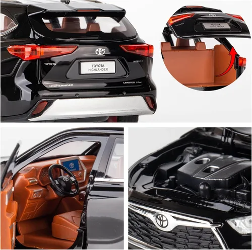 Miniatura 5 de BDTCTK 1/24 Highlander Modelo de Coche, Vehículo de Juguete de Aleación de Zinc con Sonido y Luz para Niños, Regalo para Niños y Niñas (Negro)