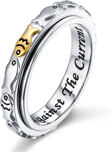 Miniatura 18 de Ladytree Anillos giratorios de plata de ley 925 para aliviar la ansiedad, el estrés y el aburrimiento, para TDAH y autismo, chapado en platino