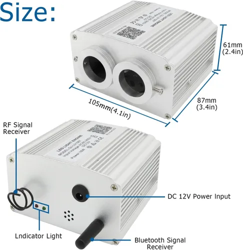 Miniatura 3 de AKEPO Kit de Luces de Fibra Óptica Parpadeantes de Doble Cabezal de 16W, Uso en Auto y Hogar Luz de Cielo Estrellado RGBW Twinkle Control por APP