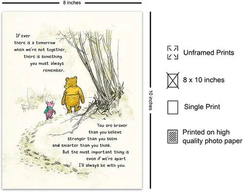 Miniatura 2 de Arte de pared de Winnie - Decoración para habitación de niños de Pooh - Niños - Dormitorio para niñas pequeñas - Arte para guardería de bebés