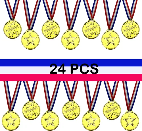 Miniatura 2 de Medallas ganadoras de plástico de 24 piezas, medallas de oro para niños, deportes escolares, competencia de fútbol, juegos, espectáculo de talentos