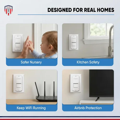 Miniatura 6 de eLock - Protector de interruptor para interruptores decorativos/basculantes, bloqueo de interruptor de luz a prueba de niños con botón
