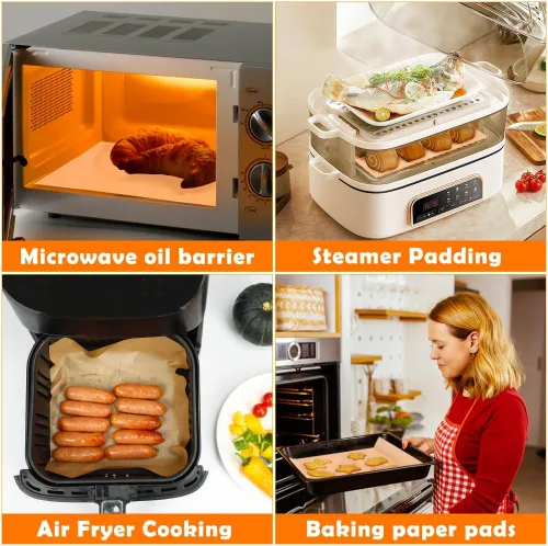 Miniatura 7 de YQL 150 forros desechables para freidora de aire de 9 x 11 pulgadas, papel pergamino rectangular sin blanquear para freidora de aire Cuisinart