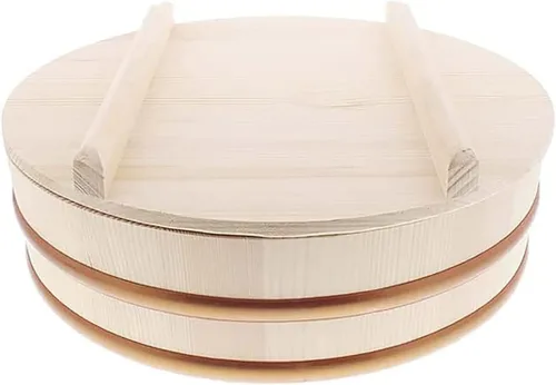TIKUSAN Hangiri - Tina de mezcla de arroz Hangiri de madera, banda de PP con tapa, hecha en Japón, hecha de abeto Momi, sushi, arroz, sushi oke,