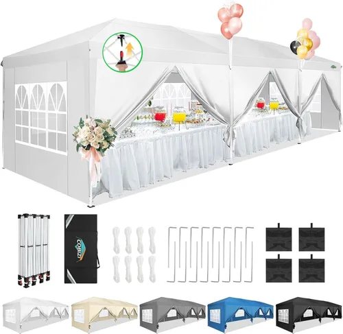 Miniatura 12 de COBIZI - Toldo desplegable de 10 x 20 pies con 6 paredes, impermeable y con protección UPF 50+, ideal para bodas, fiestas, eventos al aire libre