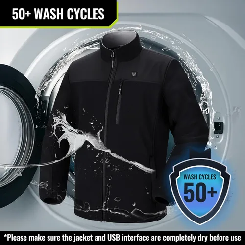 Miniatura 4 de TIDEWE Chaqueta Calefactable Pro para Hombres, Abrigo de Forro Polar con Batería Recargable para Caza (Negro, Camuflaje, Talla S-XXXL)