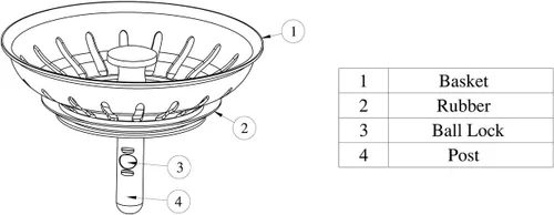 Miniatura 5 de KANARY Colador de repuesto para fregadero de cocina para desagües estándar (3-1/2 pulgadas), cuerpo de acero inoxidable con tapón de goma