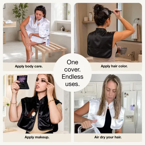 Miniatura 5 de MONII Funda de belleza que se puede llevar puesta: se mantiene en su lugar para cabello mojado, día de lavado, secado al aire y maquillaje, cortina
