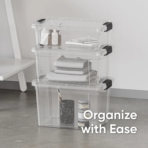 Miniatura 6 de Superio Caja de almacenamiento transparente con tapa, contenedores de plástico de 4.7 cuartos para organizar, cajas apilables, sin BPA, no tóxico