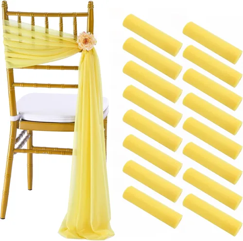 Miniatura 15 de Fanqisi 16 cintas para sillas con cintas de 8 pies de largo, cortinas de tela suave para decoración de bodas, iglesias, sillas, pasillos