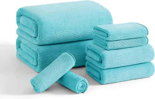 Juego de toallas de baño de 8 piezas | 2 toallas de baño grandes de gran tamaño, 2 toallas de mano y 4 paños | Juego de toallas de baño ultrasuaves