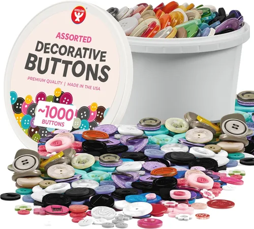 Miniatura 13 de 500 botones surtidos (aproximadamente) para manualidades – Contenedor a granel de 1 libra – Botones pequeños y grandes para coser, camisas, ropa