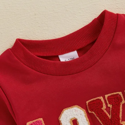 Miniatura 14 de Gueuusu Conjunto de ropa de manga larga para bebé niña con texto en inglés "My 1st Christmas", sudadera de manga larga con pantalones acanalados