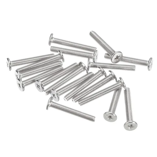 Miniatura 43 de Uxcell M1-0.25 x 2 mm 50 piezas Tornillos de cabeza plana redonda 304 de acero inoxidable Phillips Drive tornillos de máquina para fijación