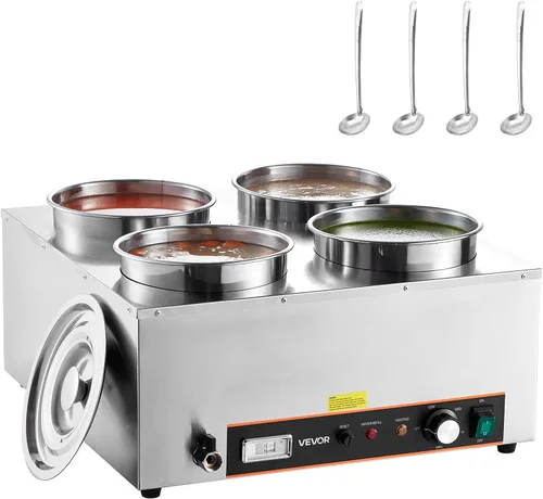 Miniatura 19 de VEVOR Calentador de Sopa Eléctrico, Olla Redonda Doble de Acero Inoxidable de 7.4QT Temperatura Ajustable 86~185°F, Bain Marie Comercial de 1200W