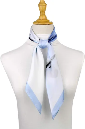 Miniatura 75 de Conjunto de bufanda de poliéster de gasa cuadrada de satén suave y grande para mujer, cuello de cabeza, multiuso, colores sólidos disponibles