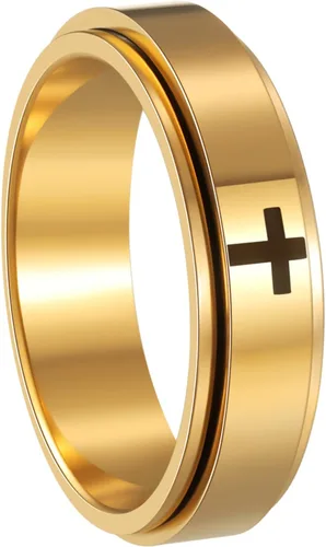 Miniatura 32 de Anillos giratorios para la ansiedad para hombre, anillos clásicos de cadena para mujeres y adultos, anillo de acero de titanio