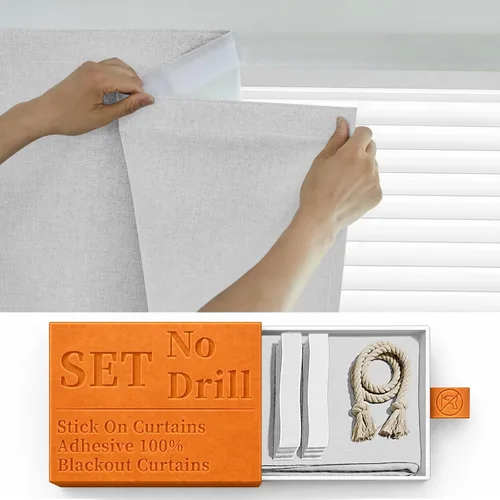 Miniatura 14 de Cortina opaca adhesiva, tratamiento completo de ventana de oscuridad para oficina en casa