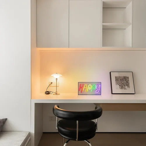 Miniatura 6 de Letreros de Neón Felices, Luz de Letrero de Neón de Pie Decoración LED Alimentada por USB Acrílico Hecho a Mano Letrero Publicitario Luz Nocturna