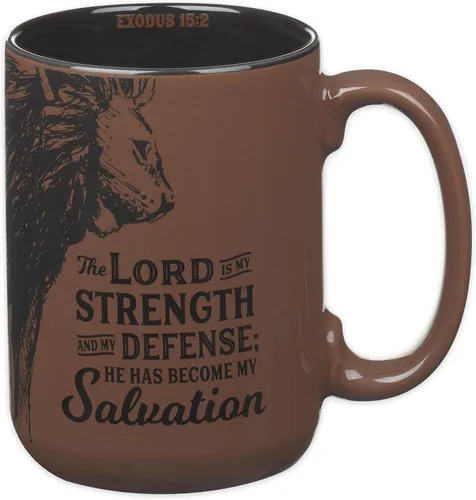 Miniatura 10 de Christian Art Gifts Taza grande de cerámica inspiradora con escritura bíblica para café y té para hombres: Versículo bíblico que anima al hombre